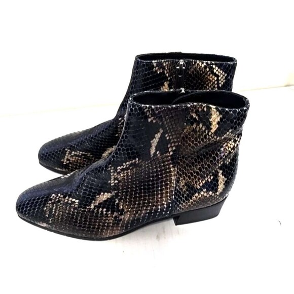 Aquatalia Women's Faelyn Snakeskin Embossed Leather Ankle Boots Cameral … - Picture 4 of 14